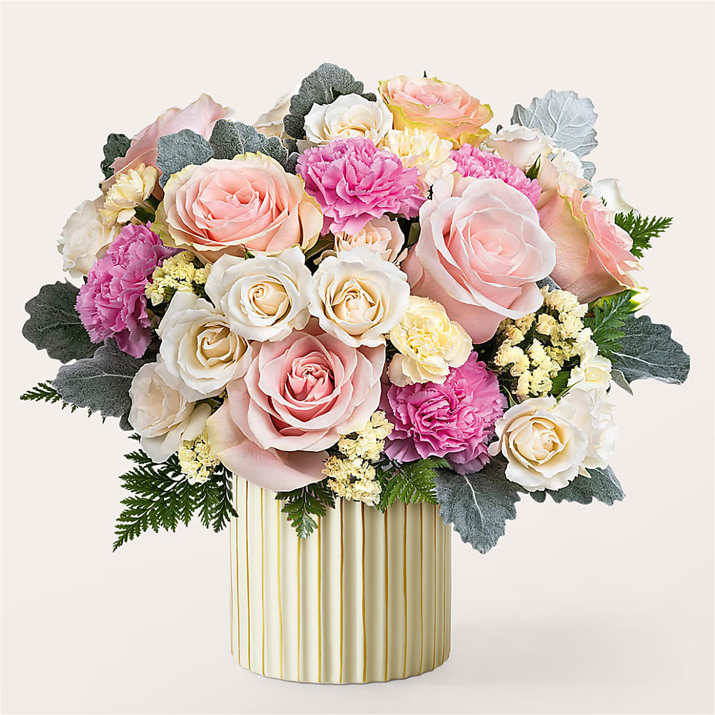 Blissful Moments Bouquet with Ivory Vase – The Flower Nook Inc, Orlando FL