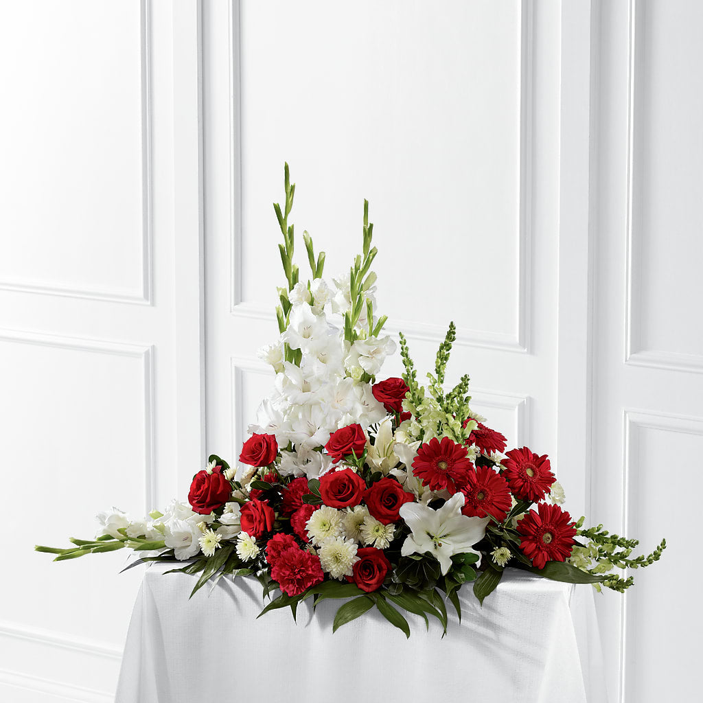 Crimson & White Arrangement – The Flower Nook Inc, Orlando FL