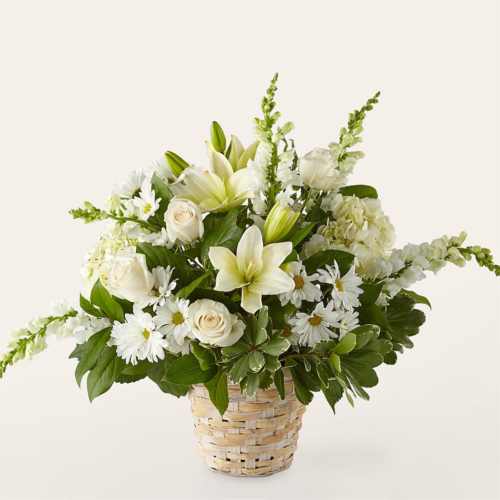 Ivory Elegance Floral Basket – The Flower Nook Inc, Orlando FL