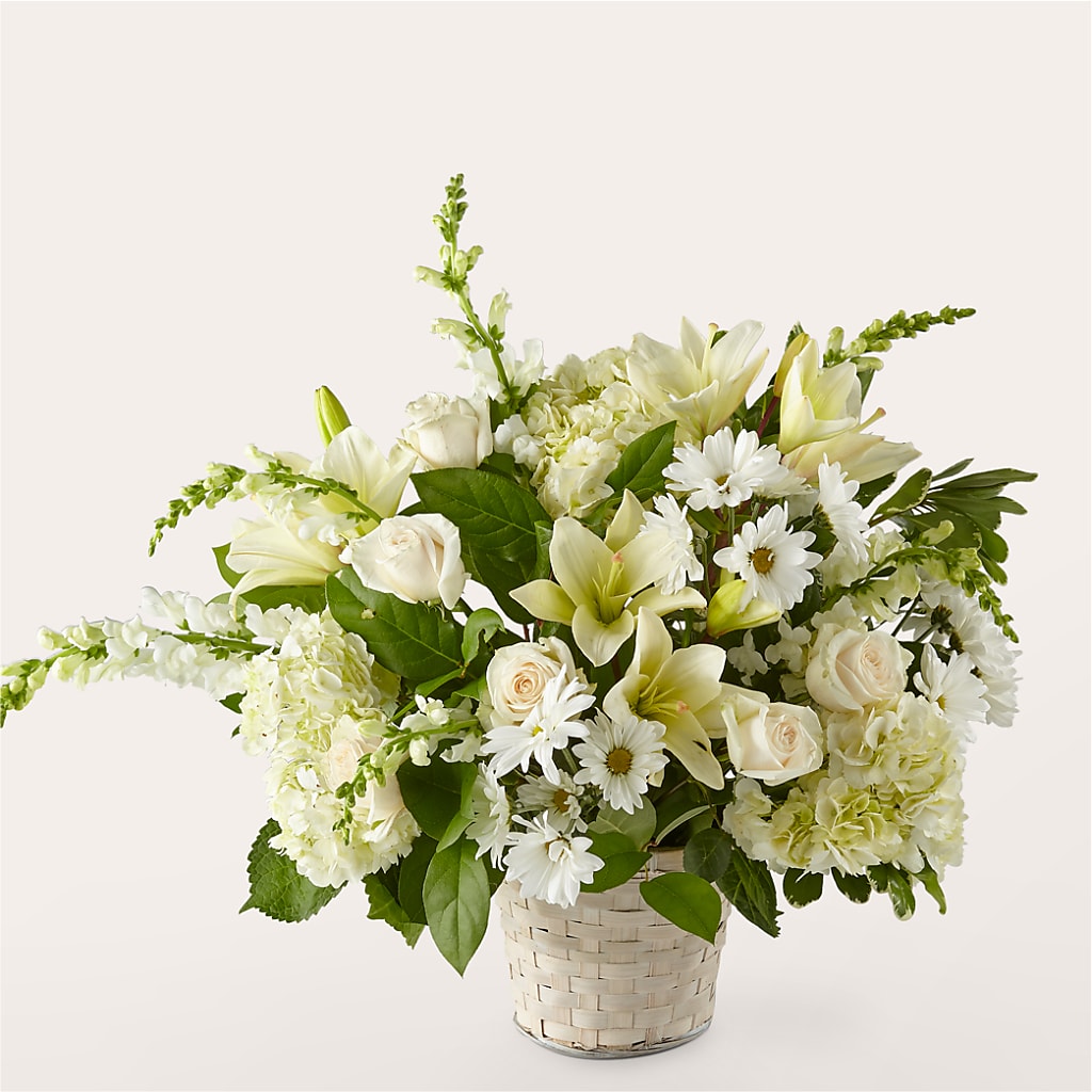 Ivory Elegance Floral Basket – The Flower Nook Inc, Orlando FL