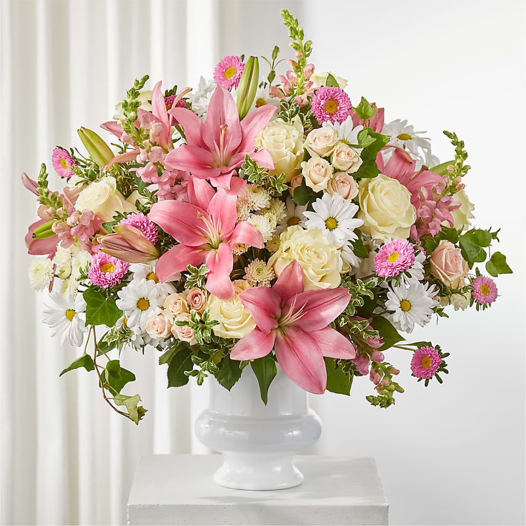 Empathetic Blooms Urn Arrangement – The Flower Nook Inc, Orlando FL