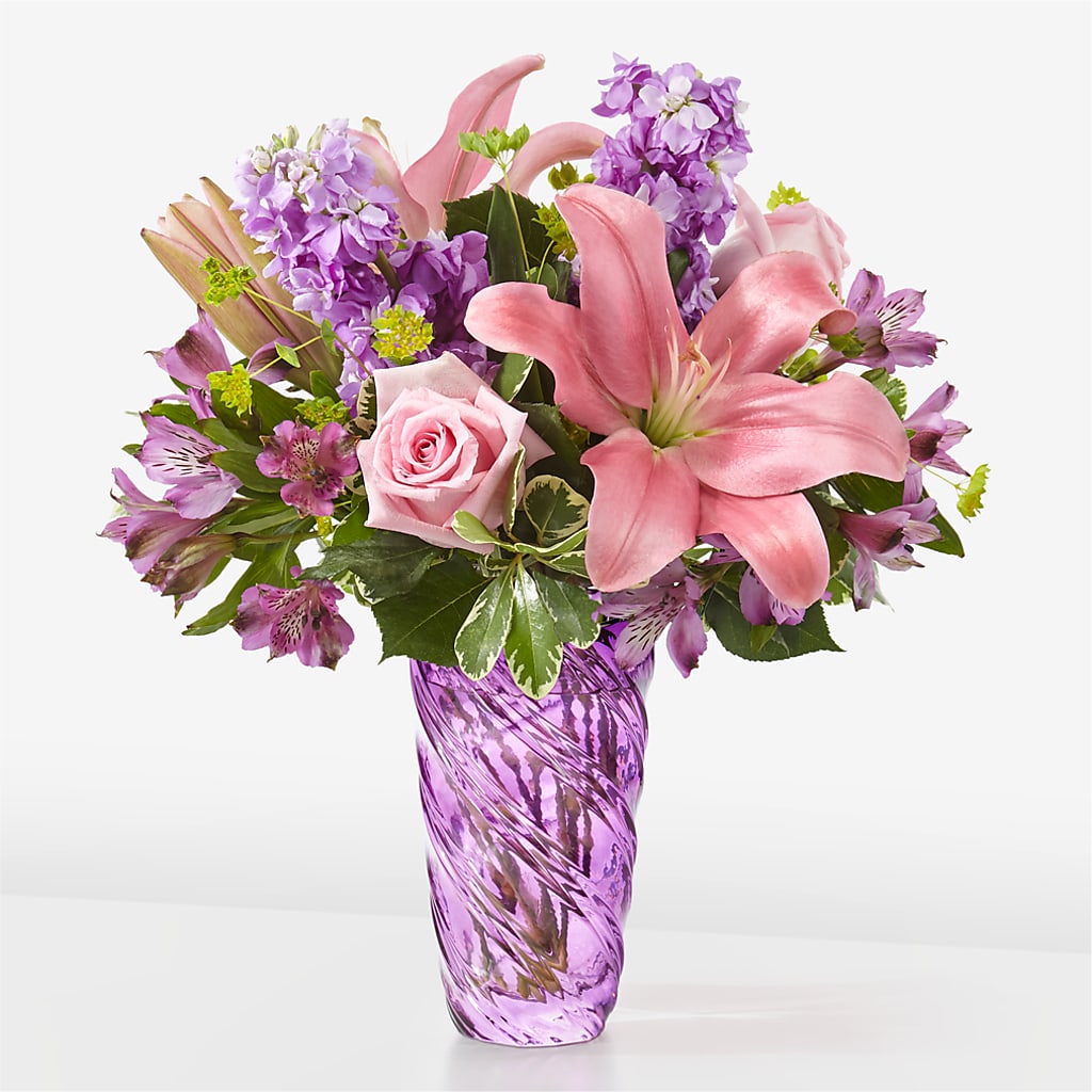 Precious Petals Bouquet with Luxe Swirl Vase – The Flower Nook Inc, Orlando FL