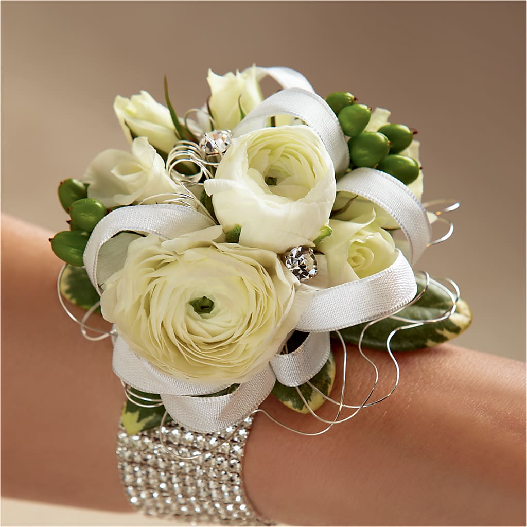 White Wedding Corsage – The Flower Nook Inc, Orlando FL