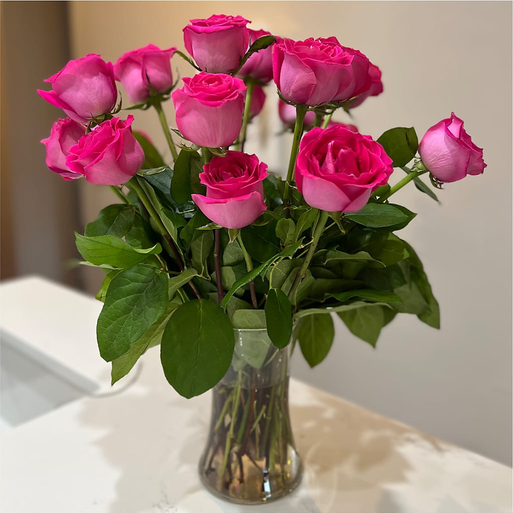 Long Stem Pink Rose Bouquet –  The Flower Nook Inc, Orlando FL