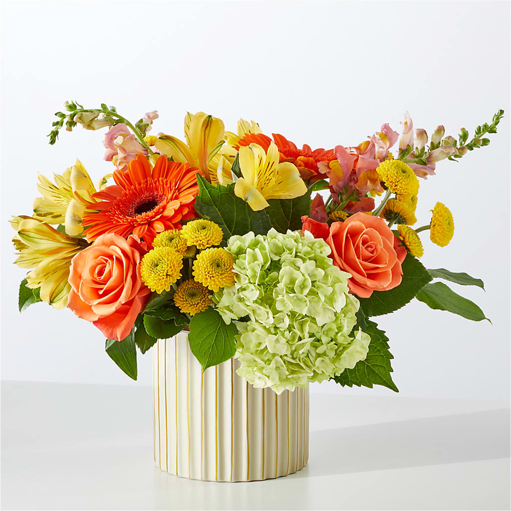 Autumn Sunshine Bouquet with Ivory Vase –  The Flower Nook Inc, Orlando FL
