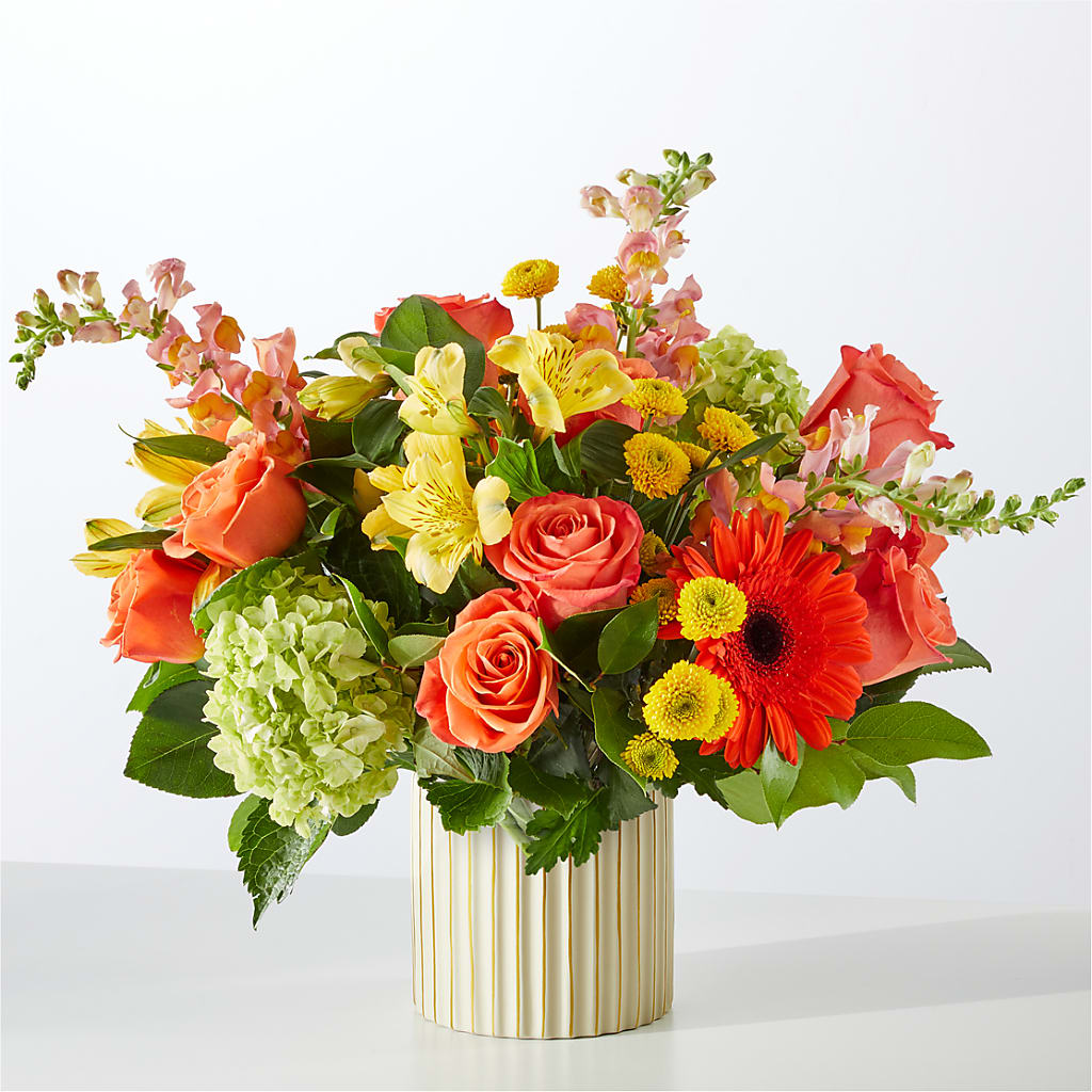 Autumn Sunshine Bouquet with Ivory Vase –  The Flower Nook Inc, Orlando FL