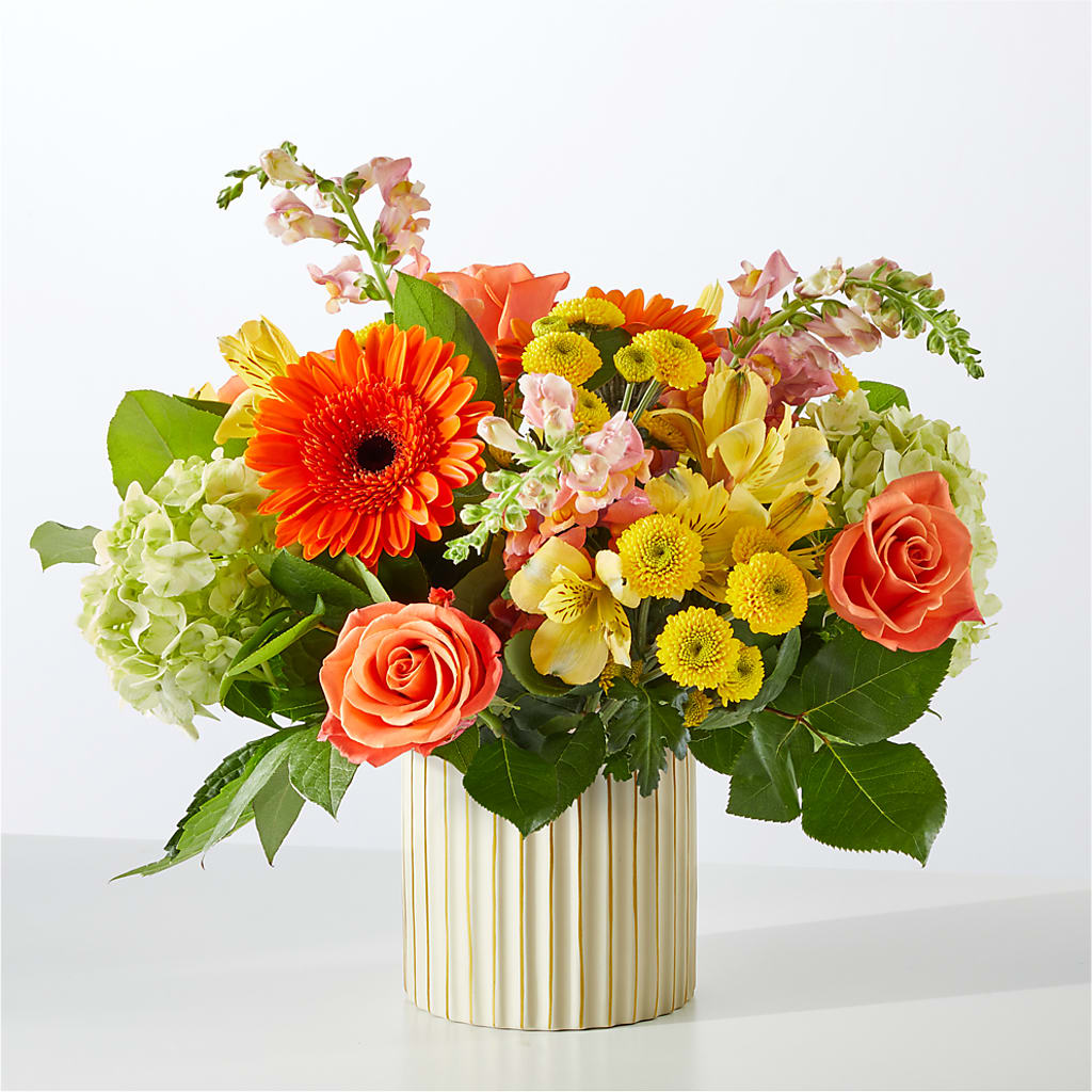 Autumn Sunshine Bouquet with Ivory Vase –  The Flower Nook Inc, Orlando FL