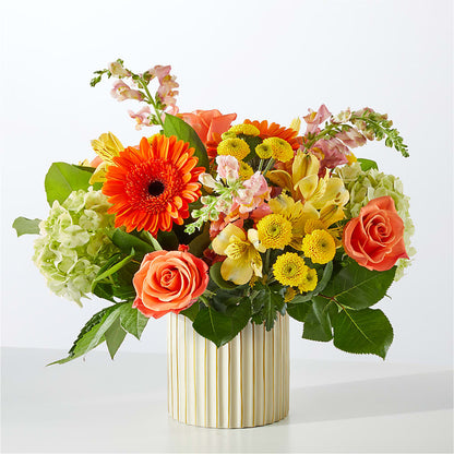 Autumn Sunshine Bouquet with Ivory Vase –  The Flower Nook Inc, Orlando FL