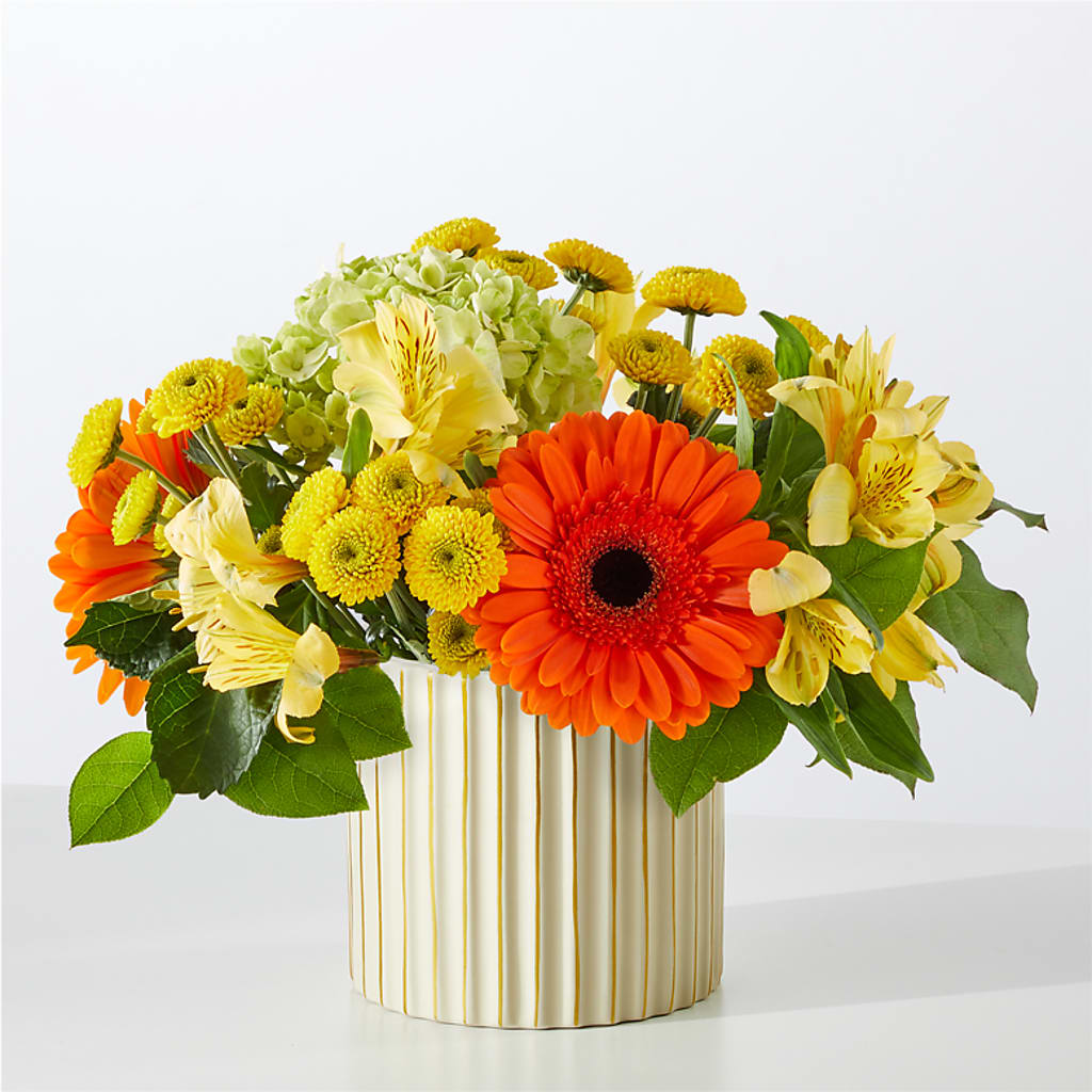Autumn Sunshine Bouquet with Ivory Vase –  The Flower Nook Inc, Orlando FL