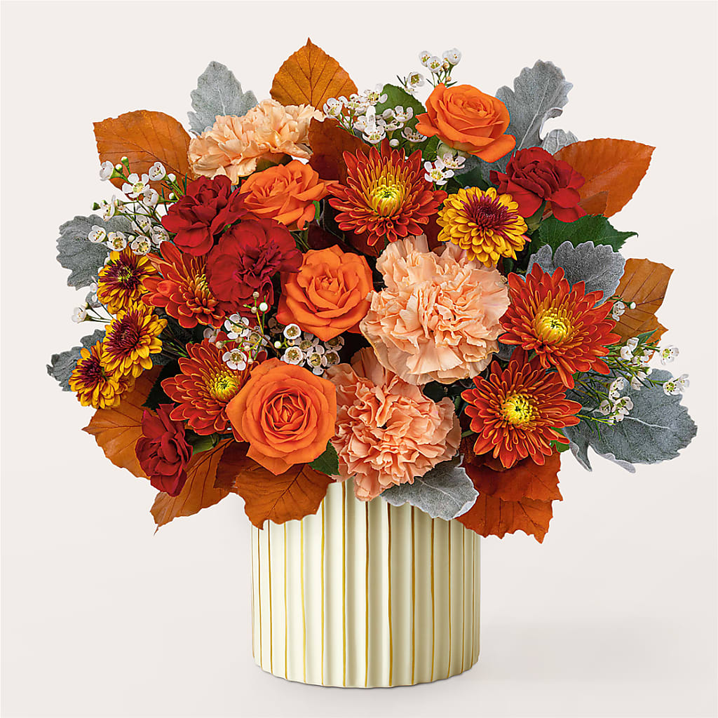 Merlot Bouquet with Ivory Vase –  The Flower Nook Inc, Orlando FL
